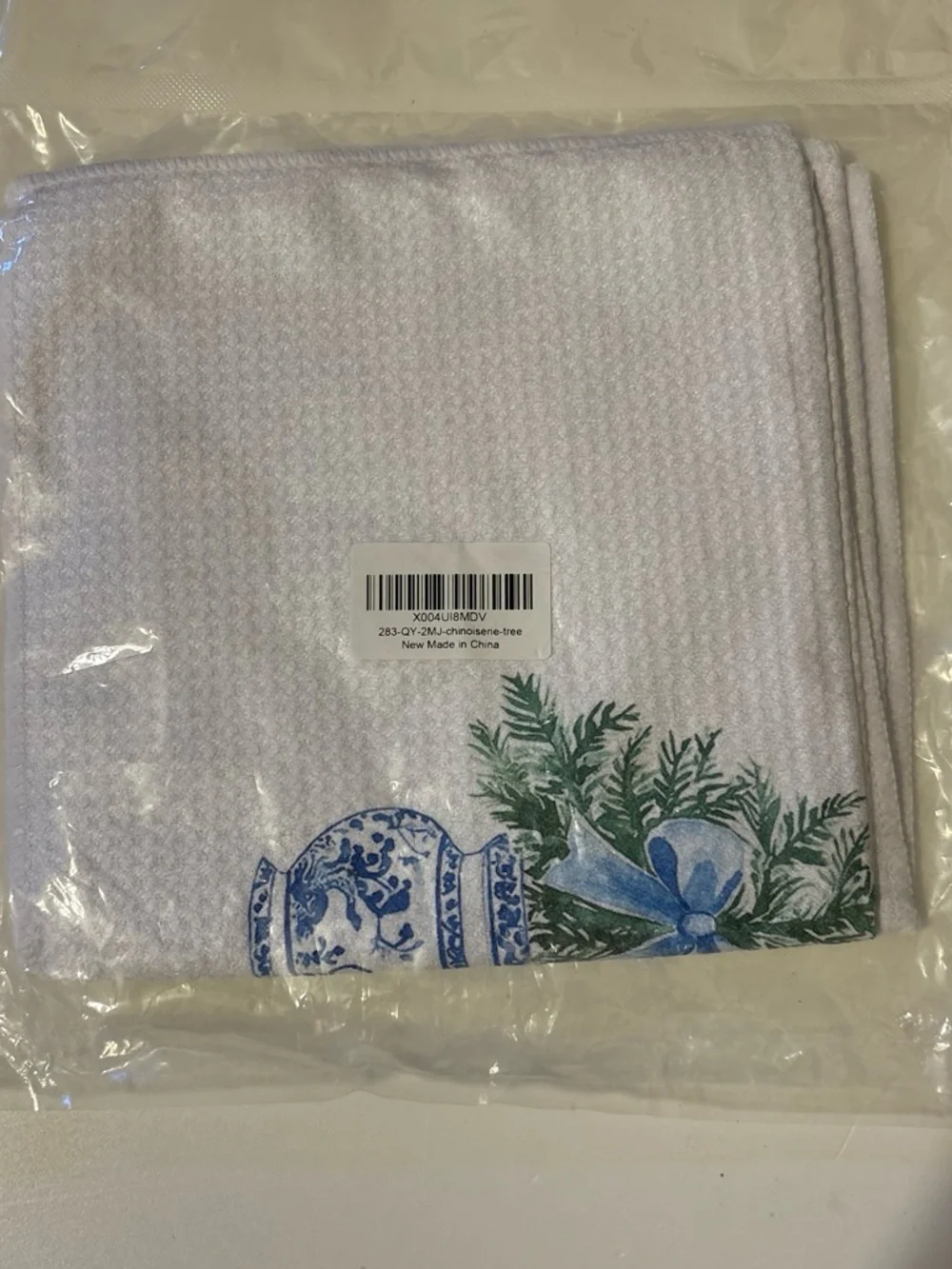 Kitchen Floral Blue & White Decorative Tea Towel - Unbranded